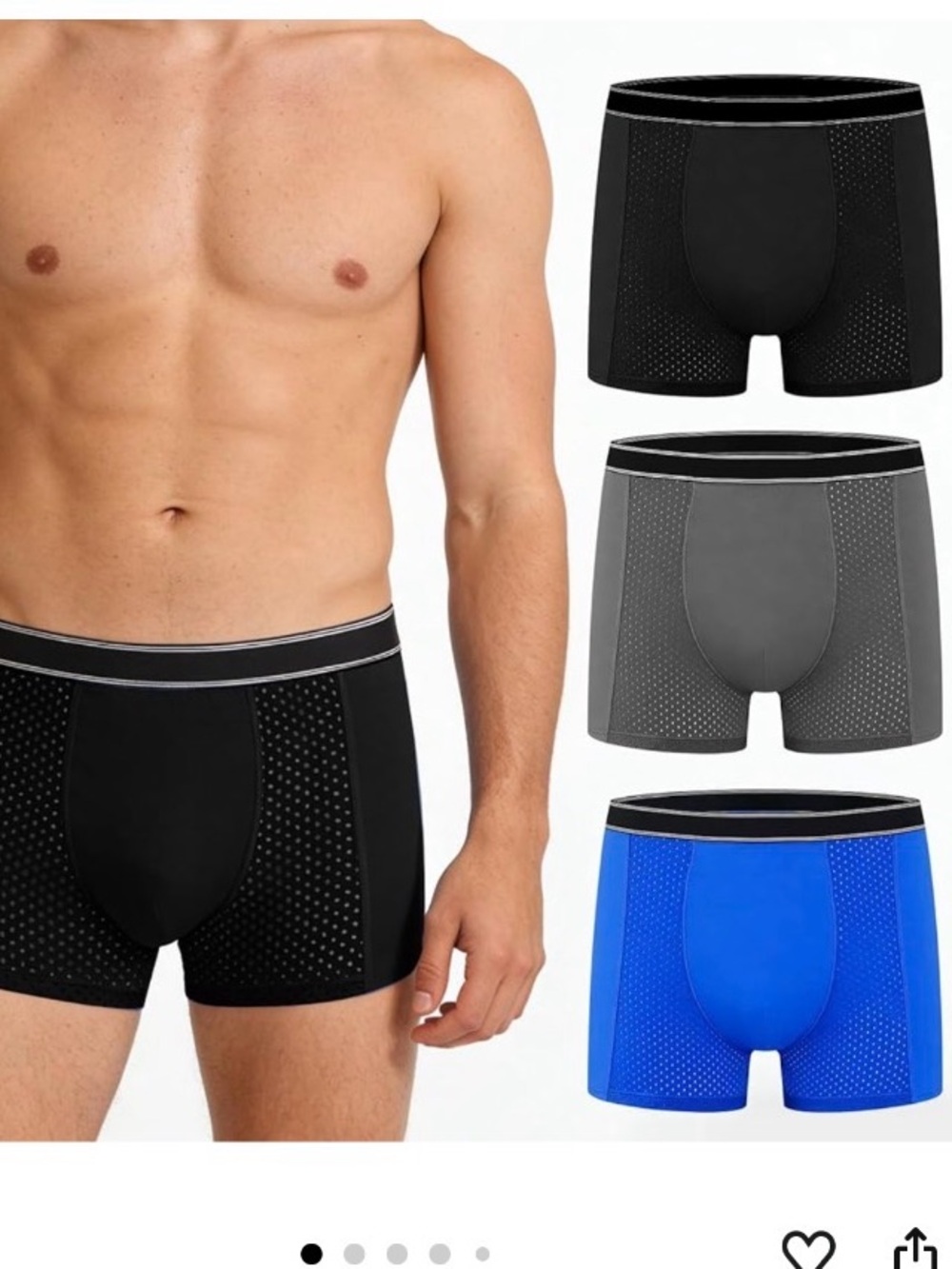 3 Men's Incontinence Underwear 200ml Absorb Leakproof Boxer Briefs Medium New
